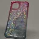 for iPhone 14 Case Glitter, iPhone 13 Case with Screen Protector, Women Girls Kids Girly Cute Bling Liquid Sparkle Soft TPU Slim Silicone Shockproof Phone Cover for iPhone 13/14 -Pink Blue