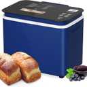 2.2LB Bread Maker, 21-in-1 Programmable Bread Machine with Digital Touch Panel, 3 Loaf Sizes 3 Crust Color, Keep Warm, 15H Timer, Blue Bread Making Kit & Breakfast Maker with Nonstick Pan