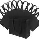 Large Tote Bags - 12 Pack Large Black Reusable Gift Bags, Shopping Bags with Handles in Bulk, Grocery Bags, Durable Fabric Tote Bags, Merchandise Bags, Foldable, Strong