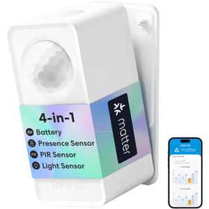 meross Matter Presence Sensor MS605, Battery-Powered 4-in-1 Smart Motion Sensor with AI Learning, IP67 PIR & Light & mmWave Radar, Matter Over Thread, Supports Home Assistant, HomeKit, Alexa (1 Pack)