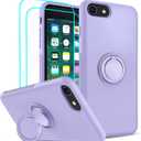 LeYi for iPhone 8/7/ 6s/ 6 Case with 2 PCS Glass Screen Protector for Girls Women, Liquid Silicone Cute Slim Shockproof Protective Case Cover with Stand for Apple iPhone 8/7/ 6s/ 6, Purple