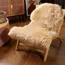 IRIWOOL Premium Genuine Fur Sheepskin Rug Real Australia Sheepskin Natural Luxury Fluffy Lambskin Fur Area Rug Seat Covers for Kids Bedroom Sofa Chair Cover (Light Brown, Single Pelt/2ft x 3ft)