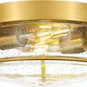 FEMILA 12" Ceiling Light Fixture, 2-Light Flush Mount Light for Bedroom Kitchen Dining Room Hallway Entryway, Brass Gold Finish with Seeded Glass, 4FTJ22-F BG