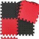 Ecally 100 Pcs 12 x 12 Gym Mat Foam Floor Mats for Home Gym Covers 96 Sq Ft Puzzle Exercise Square Interlocking Carpet Tiles with Border for Workouts Equipment Yoga Pilates (Black, Red)