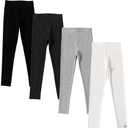 Chicduo 4 Pack Leggings for Girls Full Length Basic Pants Kids Soft Stretchy Leggings, 3-4Y