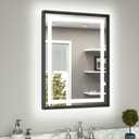 TETOTE 22 x 30 Bathroom LED Mirror Brushed Black Metal Frame Frontlit & Backlit Vanity Mirror Anti-Fog Stepless Dimmable 3 Colors White/Warm/Natural Mirror with Lights Wall-Mounted