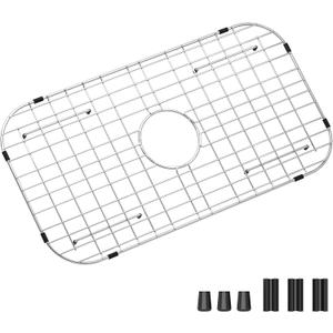 Protector Grid 26-1/16" x 14-1/16", Centered Drain with Corner Radius 3-1/2", Stainless Steel Material for Kitchen Sink Centered Drain with Corner Radius