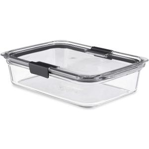 Rubbermaid Brilliance Glass Food Storage Container, 8-Cup Food Container with Lid (2 Pieces Total), BPA Free and Leak Proof (Set of 1 (8-Cup))