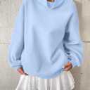 EasyGala Womens Fleece Sweatshirts with Pockets Oversized Turtleneck Pullover Trendy Long Sleeve Tops Fall Fashion Shirts (Blue, L)