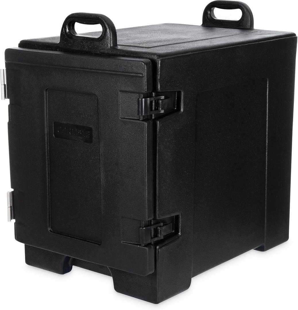 Carlisle FoodService Products Insulated Food Pan Carrier and Warmer, Front-Loading with Handles, Holds 5 Full or 10 Half 2.5" Pans (Sold Separately) with Rugged PE Shell and PU Insulation, Black