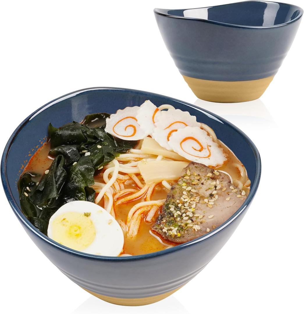 NUTRIUPS Ceramic Ramen Bowl Set, Japanese Noodle Soup Bowls, 28oz Tableware Noodle Bowl Set of 2