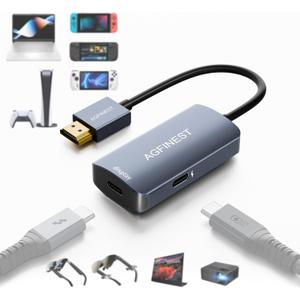 HDMI to USB C Adapter for AR Glasses - 4K@60Hz HDMI Source to USB-C Display Converter, Aluminum Housing, for PS5/4, Xbox, Switch, Laptop, Fire TV Cube to XREAL, Rokid, RayNeo, Viture, Portable Monitor