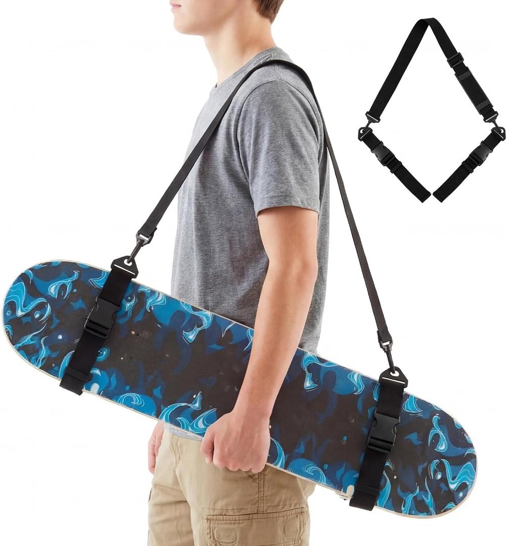 Janinka Universal Skateboard Shoulder Carrier Strap Portable Skateboard Backpack Carrier, Snowboard Accessories with Adjustable Ski Strap Length and Cushioned Sling for Men Women, Fit 9-12" Boards
