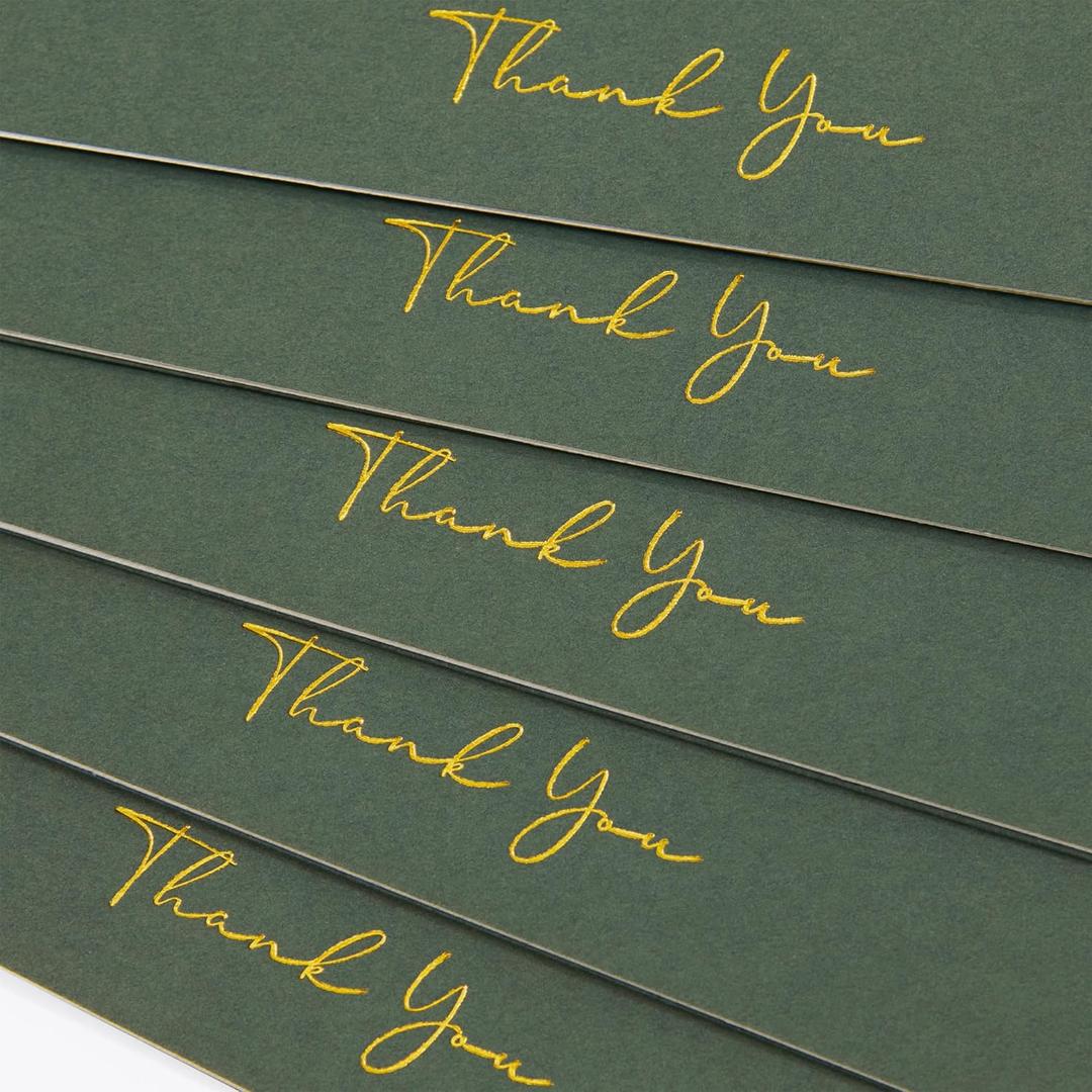 Crisky Green Thank You Cards with Envelopes & Stickers 50 Pack Bridal Shower Graduation Thank You Cards Small Business, Wedding Baby Shower Birthday Funeral Notes Bulk