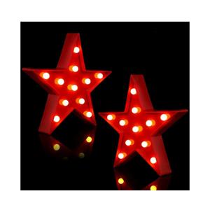 Tarpop 2 Pcs Star Plastic Night Light Battery Operated LED Marquee Light Star Sign Room Wall Lamp for Movie Night Supplies Carpet Party Decorations Christmas Theater (Red)