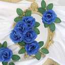LELEE 108pcs Roses Head Flowers with Stem - Royal Blue Artificial Flowers Rose Bulk - Silk Rose Fake Flower for Wedding Bouquet Party Home Decor DIY Baby Shower Centerpieces Tables Decoration