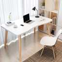 Modern White Wooden Computer Table, 40" L x 20" W x 30" H inches  Durable and Stylish Desk for Home Office, Bedroom, or Study