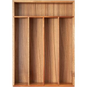 Besilord Silverware Organizer Kitchen Drawer Organizer Utensil Organizer Acacia Silverware Holder Cutlery Organizer in Drawer Flatware Organizer Tray(5 slots, Acacia