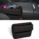 Car Seat Gap Organizer, Car Seat Side Pocket Organizer, Premium Leather Car Seat Storage Box, Car Organizers Multifunctional Car Seat Gap Filler for Storing Phones, Glasses, Keys (Black)