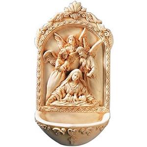 Catholic Holy Water Font with St. Mary Surrounded by Angels- Great for Entrance of Home or Wedding Gift
