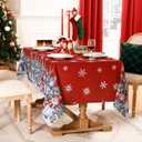 Softalker Christmas Tablecloth Rectangle 60x120 Inch, Winter Xmas Snowman Truck Red Table Cloth, Stain Resistant Farmhouse Table Cover for Holiday, Dinner, Party