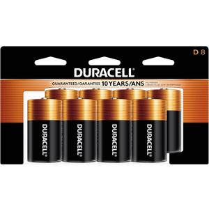 Duracell Coppertop D Batteries, 8 Count (Pack of 1), D Battery with Long-Lasting Power, All-Purpose Alkaline Battery for Household and Office Devices
