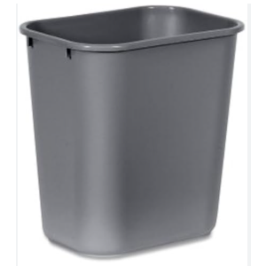 Grey Trash Can size: 15 3/4" x 11 1/4" x 20"