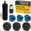 Wheel Hub Resurfacing Kit, Metal Housing, Brake Surface and Stud Cleaner, Includes 6Pcs 1.5" and 2" Brake Disc Cleaning Pads, 1/4 Hex Shank with 1/2" Impact Driven Wrenches Adapter