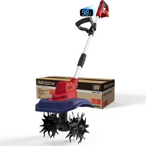 Cordless Garden Tiller Cultivator Compatible with Milwaukee 18V Battery, 250RPM Electric Rototiller with Brushless Motor, 48 Steel Tines, 8.7" Tilling Width, 6.3" Depth, Rotary TillerNO Battery
