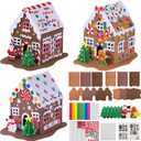 Elcoho 3 Sets of Gingerbread House DIY Craft Kit 3D Christmas Foam Stickers Decorations Party Crafts Decorations for Christmas Party Favors Project Art and Craft DIY Kit