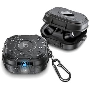 PROfezzion for Beats Powerbeats Pro 2 Case Cover, Heavy Duty Hard Shell Lock Case with Full Coverage and Secure Locking Latch for Power Beats Pro 2 Earbuds - Jet Black (Not for The Powerbeats Pro 1)