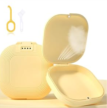 HEMILAB® Retainer Case, Aligner Case with Vent Holes, Compatible with Invisalign, Mouth Night Guard, Yellow 