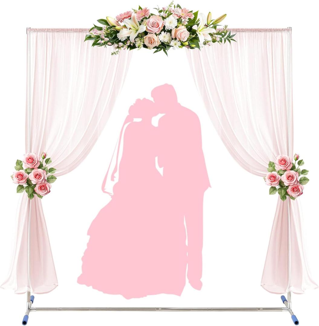 Wedding Arch,7 x 5 FT Metal Arch Backdrop Stand with Support Feet Base,Square Arched Frame for Birthday Party Ceremony Event Balloon Arches Decoration