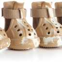 Dog Shoes for Hot Summer Pavement, Dog Shoes for Small Dogs, Waterproof Dog Boots & Paw Protectors, Non-Slip Dog Rain Booties, Easy Clean Sandals for Beach Brown,  #1(width 1.181 inch) for 4-10 lbs