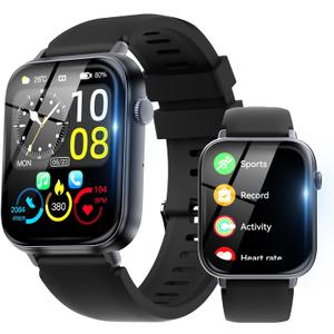 Smart Watch for Men Women Answer/Make Call, 1.85" HD Fitness Tracker with 24/7 Heart Rate & Sleep Monitor, 110+ Sports Modes, IP68 Waterproof Smartwatch, Long Battery Life for Android iOS, Black