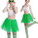 Women Christmas Red and Green Tutu Skirt with Sock Set, Adult Christmas Tutu Custome Accessories for Xmas Party (Large)