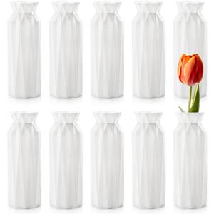 ZOOFOX 10 Pack Composite Plastic Flower Vase, 8" Plastic Vases for Centerpieces, White Unbreakable Vases for Wedding Dinner Table Party Living Room Office Bedroom Decor, Origami Design