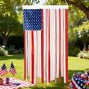 4th of July Decorations, 4 x 2.4 Ft Memorial Day American Flag Banner, Vintage Independence Day Rag Flag Accessories for 250th Anniversary Decor Home Outdoor Porch Yard Party Supplies