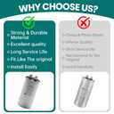 45 uF 45 MFD 5% 370 VAC Dual Run Round Start Capacitor for AC Unit Fan Motor Start, Heat Pump, Condenser Straight Cool. Compatible with Coleman Capacitor 1499-5731