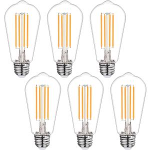 40W Dimmable LED Edison Bulbs, E26 Base Vintage Light Bulbs - Warm 2700K Filament Edison Light Bulbs for Chandeliers, Pendants & Lamps (6-Pack)