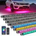 MICTUNING N8 RGBW Underglow Light Bars for SUVs, App/Remote Control, Aluminum Housing Waterproof, Exterior Neon Accent Underbody LED Light Strips, w/ 2pcs 9.8ft Extension Cords, 8PCS