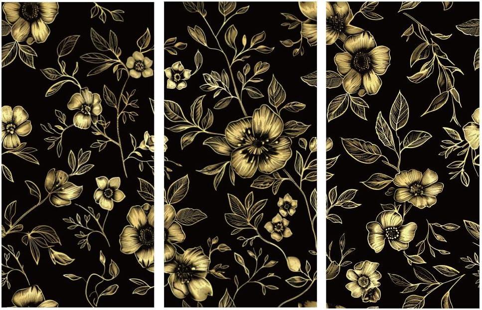 Gold Peonies Rub on Transfers for Crafts and Furniture 3 Sheet 6"x12" Vintage Flower Removable Peel and Stick Floral Wallpaper Waterproof and Durable Redesign Furniture Sticker for Wood