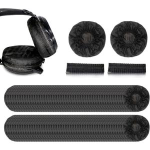 4 x Headphone Covers, 100pcs Disposable Ear Covers Made of High Elastic Non-Woven Fabric, Perfect for Ear Headphones with 3.15”-4” Earpads (Black)