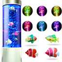 Brewish Bubble Fish Lamp | Desktop Sensory LED Bubble Lamps | 7 Color Changing Fake Aquarium Night Light | Artificial Fish Tank with Moving Fishes | Home Decor, Gift for Kids, Adults, ADHD & Autism