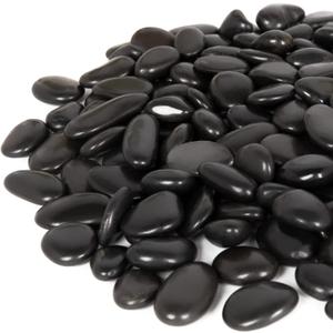 GASPRO 30 Pound River Rocks, Decorative Stones for Walkways, Outdoor Landscaping, Garden, Yard, 1 to 2 Inch, Black Polished Pebbles for Planters, Flower Beds, Vase