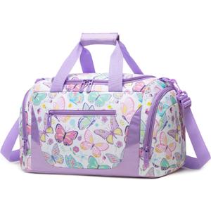 Small Duffle Bag for Kids Duffle Bag Girls Small Travel Bags Butterfly Toddler Overnight Bags with Shoe Compartment,Carry On Weekender for Preschool Daycare Sports,Christmas Birthday Gift for Kids