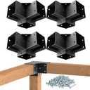 3-Way Pergola Brackets, 4"x4" Pergola Kit, Pergola Corner Bracket for Gazebos, Patio Pergolas, Log Cabin, Wooden Beams (4PCS)