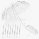 8 Pack Clear Umbrella Wedding, Windproof Clear Umbrellas for Rain, Large Clears Umbrella for Two People, Transparent Umbrellas Bulk with J Shaped Handle for Wedding Supplies, Outdoor Activities