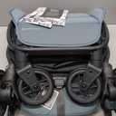 UPPAbaby Minu V3 Travel Stroller | Lightweight + Compact Design | One-Hand Fold + Unfold | from Birth + Overhead Compatible | Dillan (Stone Blue/Carbon Frame/Sand Leather)