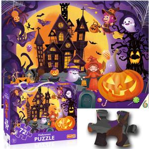 Halloween Jigsaw Puzzle for Kids Ages 3-5 4-8 Year Old and UpJumbo 72 Piece Puzzle Fancy Toddler Learn Educational Toys Gift Box